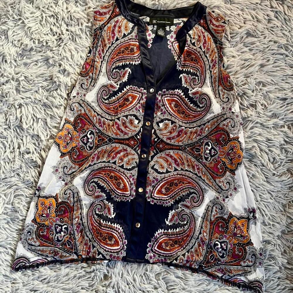 Paisley Print Bling Eclectic Maximalist Indie Quirky Glam Office Button Blouse